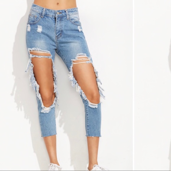 plus size extreme ripped jeans